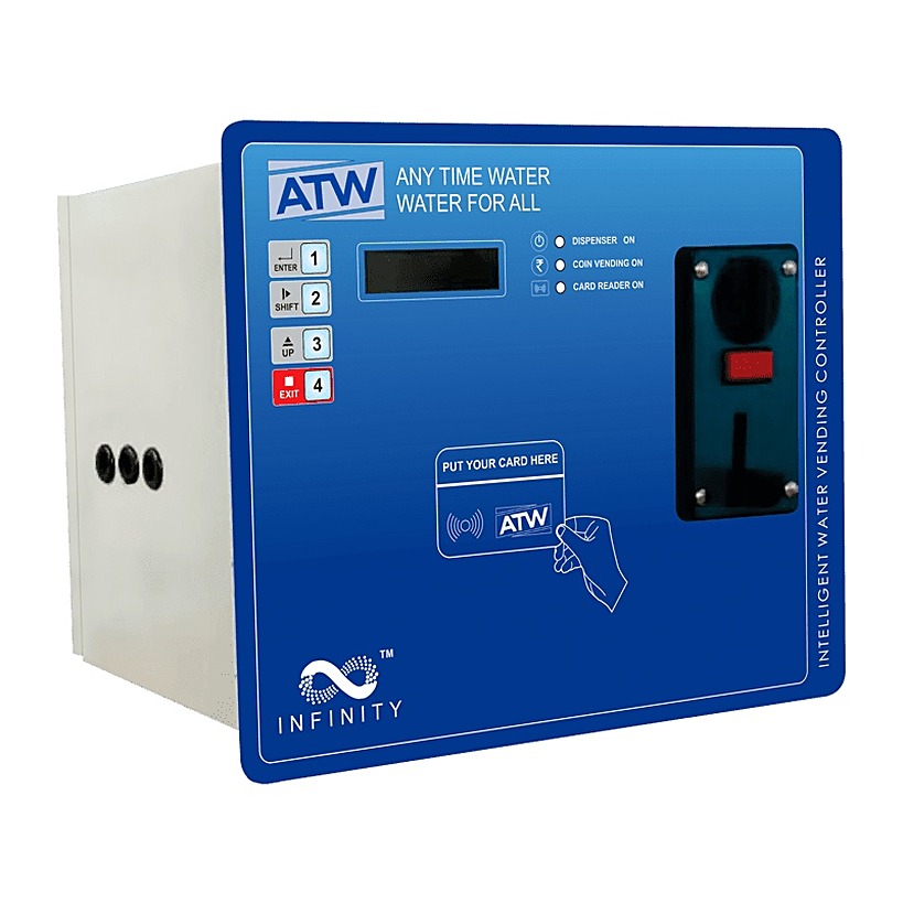 Card and coin water vending machine